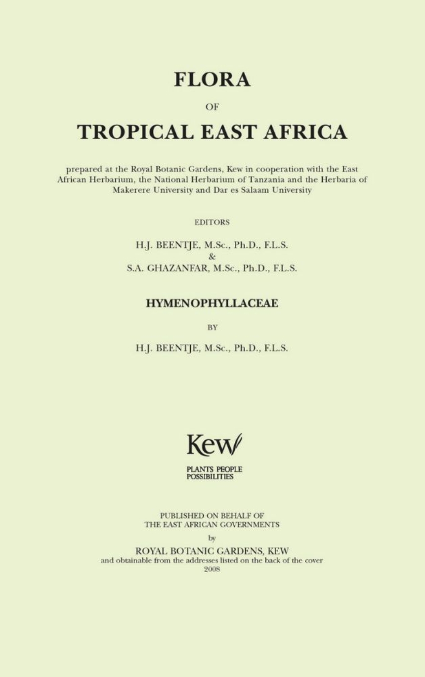 Flora of Tropical East Africa: Hymenophyllaceae