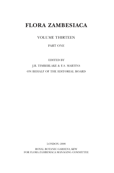 Flora Zambesiaca Volume 13 Part 1